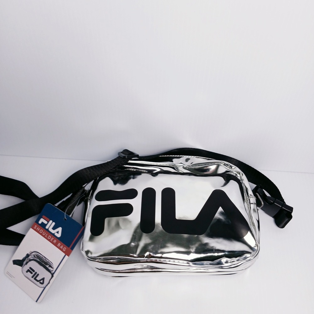 Fila Metallic Silver Shoulder Bag Adjustable Crossbody NWT